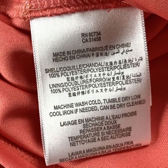 MAX & CLEO Dress Womens 6 Peach/Pink Spaghetti Straps Ruffles Side Zipper NWT - Picture 14 of 14